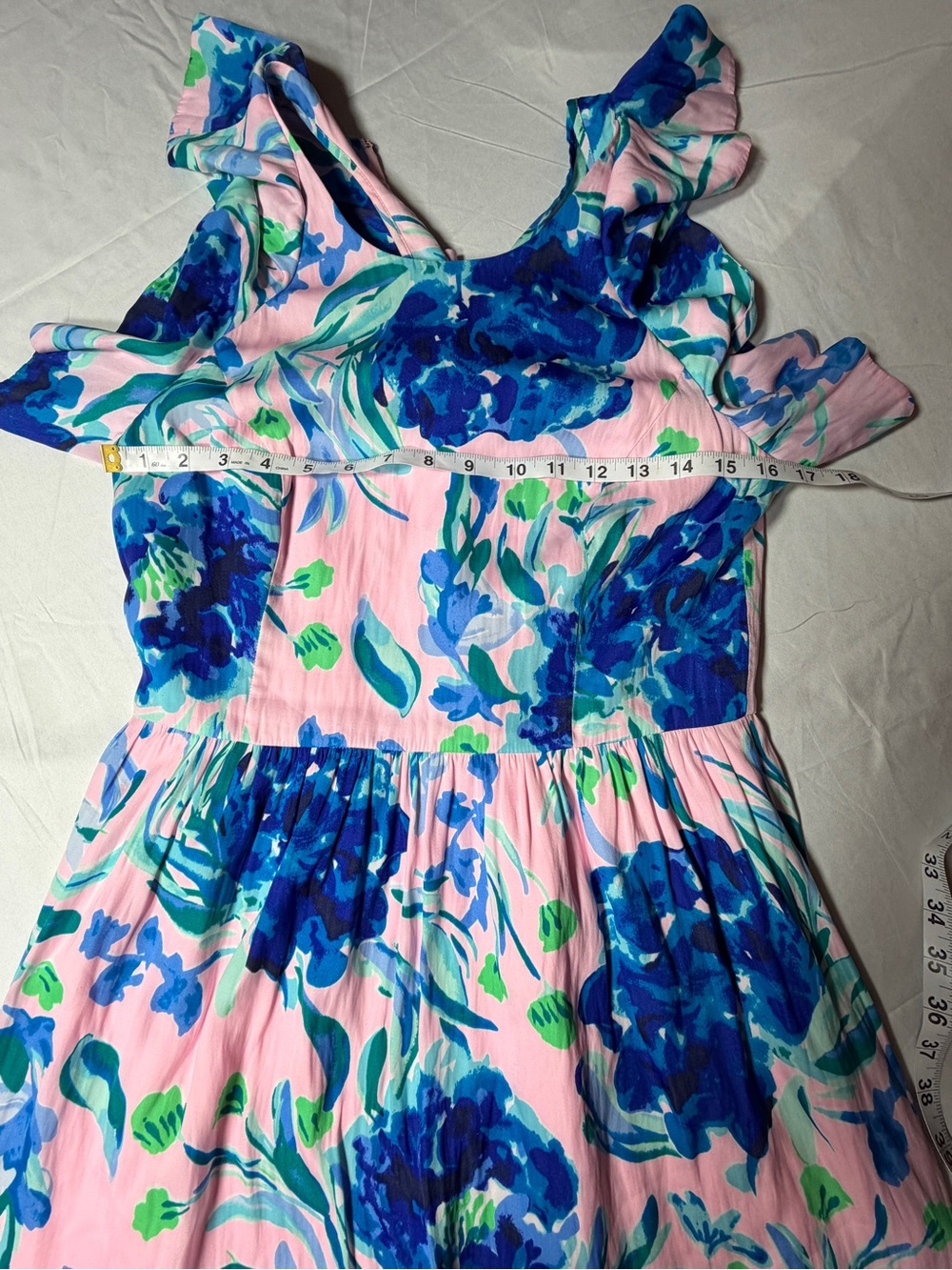 Lilly Pulitzer Rory Dress Pink Tropics Sweet Pea Ruffle Sz 8 - Picture 3 of 8